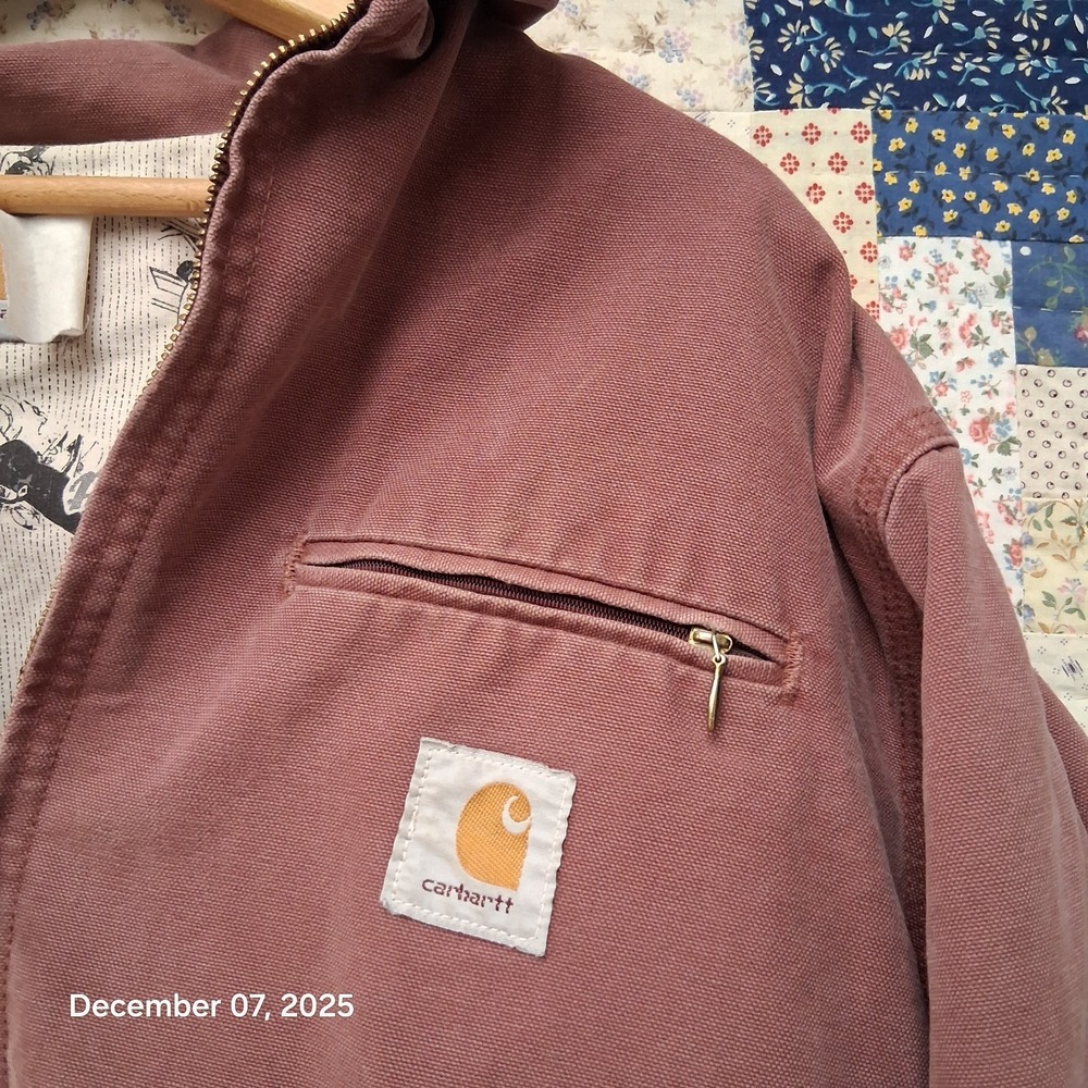 Vintage Carhartt JS1236 Redwood Detroit‎ Canvas Jacket Sheet Lined SZ Large Rare - Picture 2 of 15